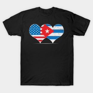 Half American Cuban Flag T-Shirt